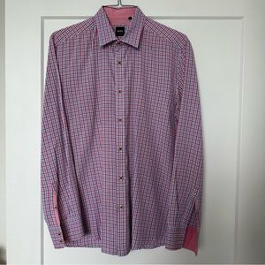 BOSS | Men’s Checkered Long Sleeve Button Down | Size Large